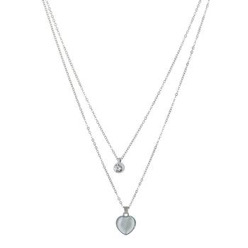   rohdium star shaped cz studded layered chain necklace 6