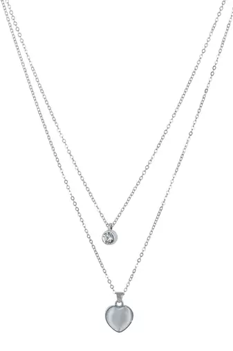   rohdium star shaped cz studded layered chain necklace