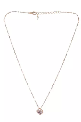   rosegold-plated star shaped cz studded single chain necklace