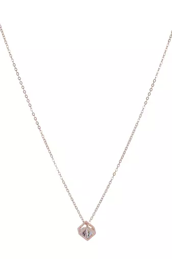  rosegold-plated star shaped cz studded single chain necklace