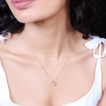   rosegold-plated star shaped cz studded single chain necklace 1