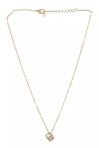   rosegold-plated star shaped cz studded single chain necklace
