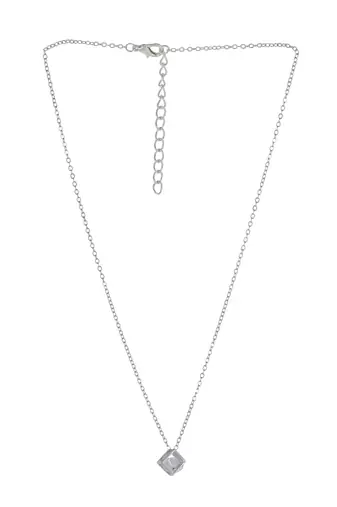   rhodium star shaped cz studded single chain necklace