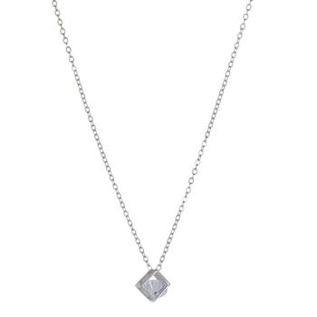   rhodium star shaped cz studded single chain necklace 6