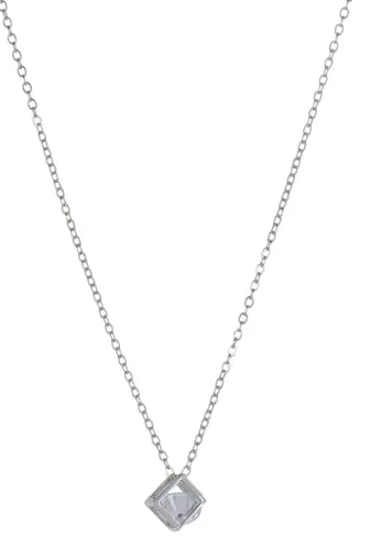  rhodium star shaped cz studded single chain necklace
