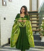 Green Crepe Anarkali Suit Set