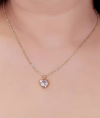   rosegold-plated star shaped cz studded single chain necklace 1