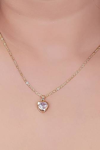   rosegold-plated star shaped cz studded single chain necklace