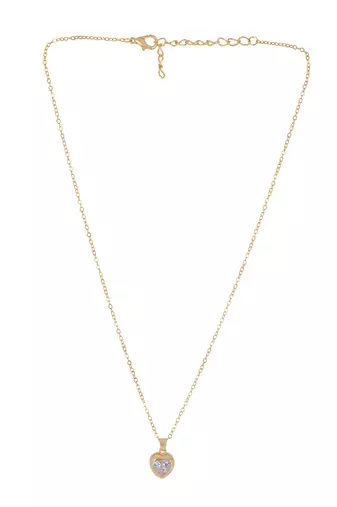   rosegold-plated star shaped cz studded single chain necklace