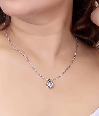   rhodium star shaped cz studded single chain necklace 1