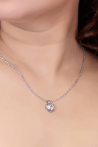   rhodium star shaped cz studded single chain necklace