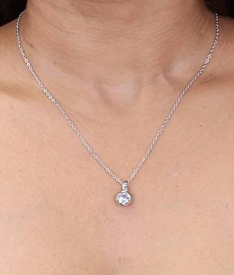   rhodium star shaped cz studded single chain necklace 1