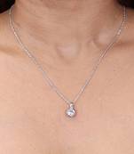   rhodium star shaped cz studded single chain necklace