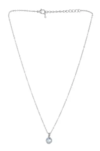   rhodium star shaped cz studded single chain necklace
