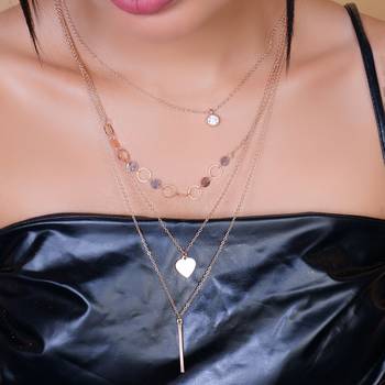   rosegold-plated star shaped cz studded layered chain necklace 4