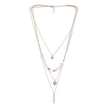   rosegold-plated star shaped cz studded layered chain necklace 5
