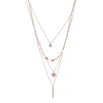   rosegold-plated star shaped cz studded layered chain necklace 6