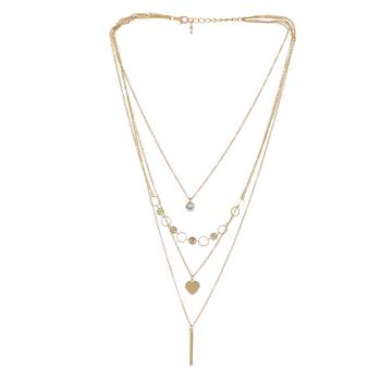   gold-plated star shaped cz studded layered chain necklace 5