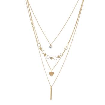   gold-plated star shaped cz studded layered chain necklace 6