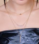   gold-plated star shaped cz studded layered chain necklace
