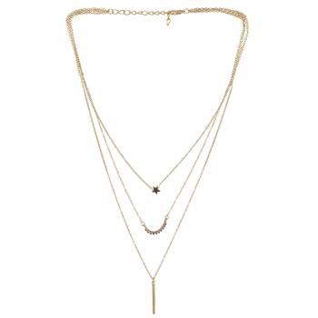   gold-plated star shaped cz studded layered chain necklace 4