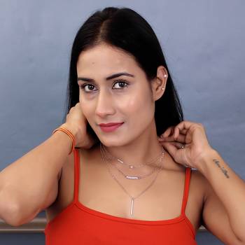   rosegold-plated star shaped cz studded layered chain necklace 2