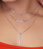   rosegold-plated star shaped cz studded layered chain necklace
