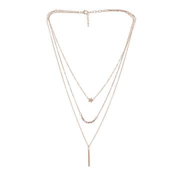   rosegold-plated star shaped cz studded layered chain necklace 3