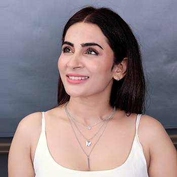   rhodium-plated star shaped cz studded layered chain necklace 2