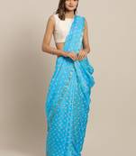 Hand Dyed Blue Bandhani Silk Sustainable Saree