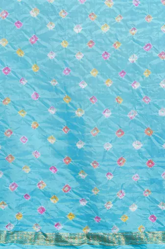 Hand Dyed Blue Bandhani Silk Sustainable Saree