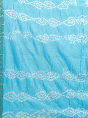 Hand Dyed Blue Bandhani Silk Sustainable Saree 4