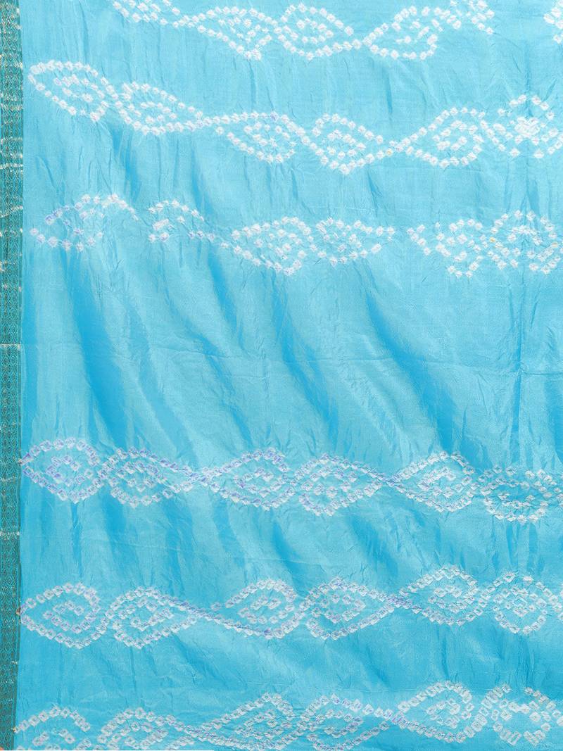 Hand Dyed Blue Bandhani Silk Sustainable Saree
