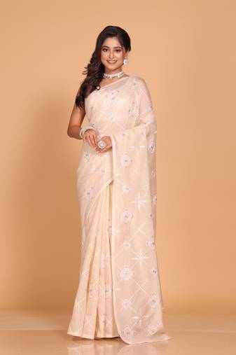 Kota embroidery sarees(Beige)