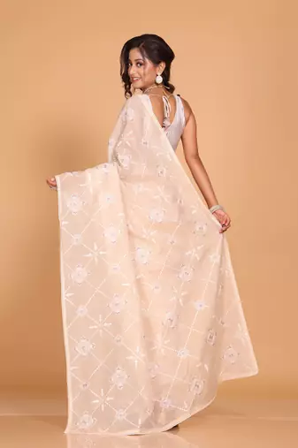 Kota embroidery sarees(Beige)