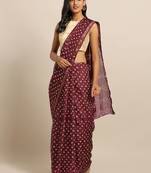Hand Dyed Maroon Bandhani Silk Sustainable Saree