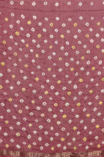 Hand Dyed Maroon Bandhani Silk Sustainable Saree