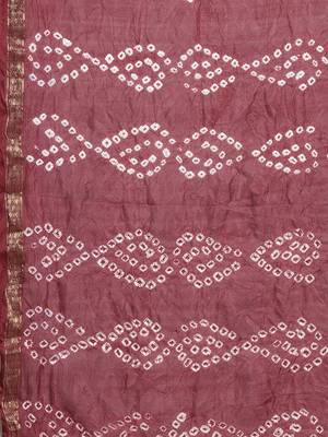 Hand Dyed Maroon Bandhani Silk Sustainable Saree 4