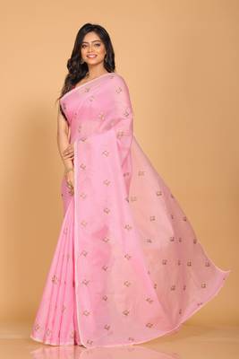 Kota embroidery sarees(pink) 3