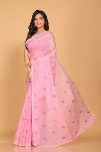 Kota embroidery sarees(pink)