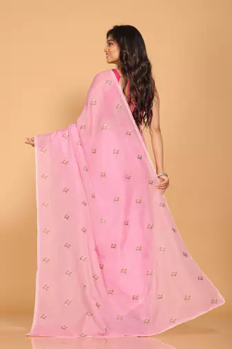Kota embroidery sarees(pink)