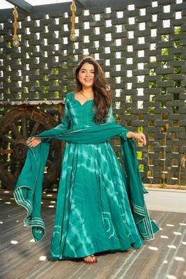 Sea Green Georgette Maxi Suit Set 1
