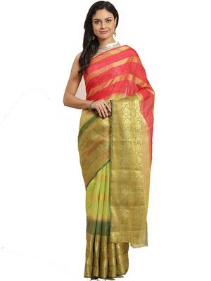 Ethnic Motifs Woven Design Zari Saree 1