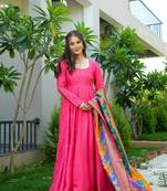 Ravishing Pink Plain maxi Suit Set