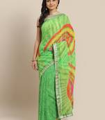 Zari Poly Georgette Bandhani Saree