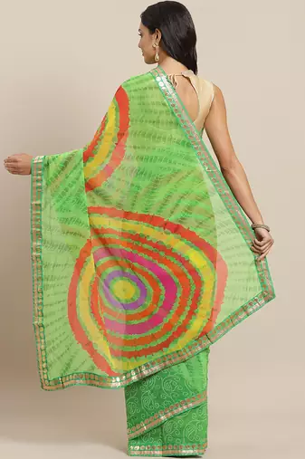 Zari Poly Georgette Bandhani Saree