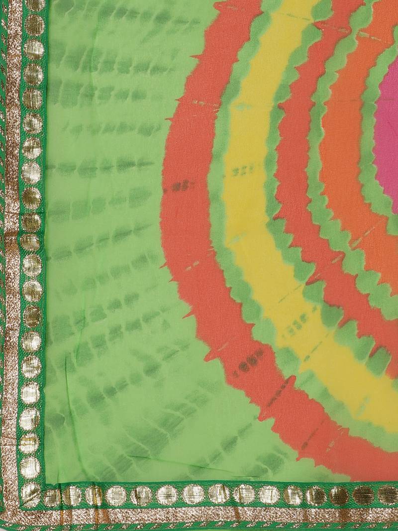 Zari Poly Georgette Bandhani Saree