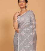 Kota embroidery sarees(Grey)