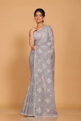 Kota embroidery sarees(Grey) 2