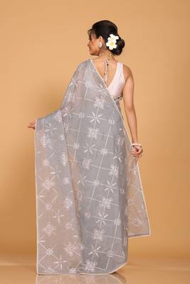 Kota embroidery sarees(Grey) 4